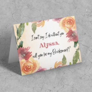 Floral Serás mi tarjeta doblada de la dama de hono