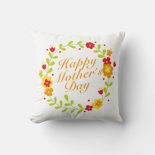 Floral simple feliz día de la madre | Almohada (Anverso)