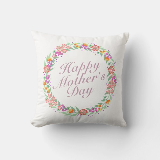 Floral simple feliz día de la madre | Almohada (Anverso)