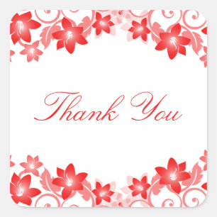 Floral simple roja Gracias Pegatinas