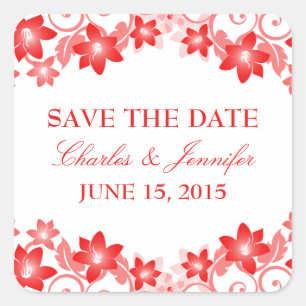 Floral simple roja salve a los Pegatinas de fecha