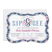 Floral Sip y ver la invitación de Baby Shower, pri