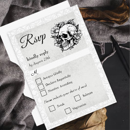 Floral Skull Boda gótica Halloween Tarjeta RSVP