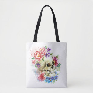 Floral Skull Dia de los Muertos Bolso de tela