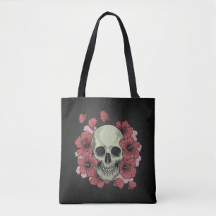 Floral Skull Dia de los Muertos Bolso de tela