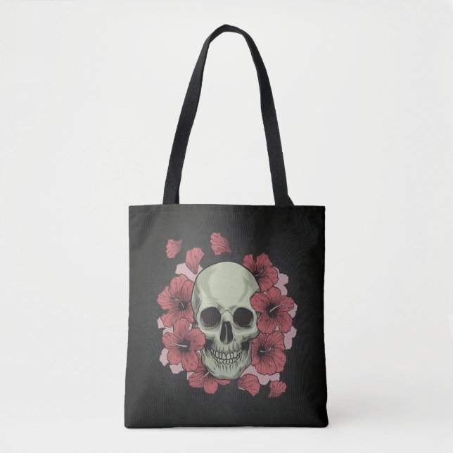 Floral Skull Dia de los Muertos | Bolso de tela (Anverso)
