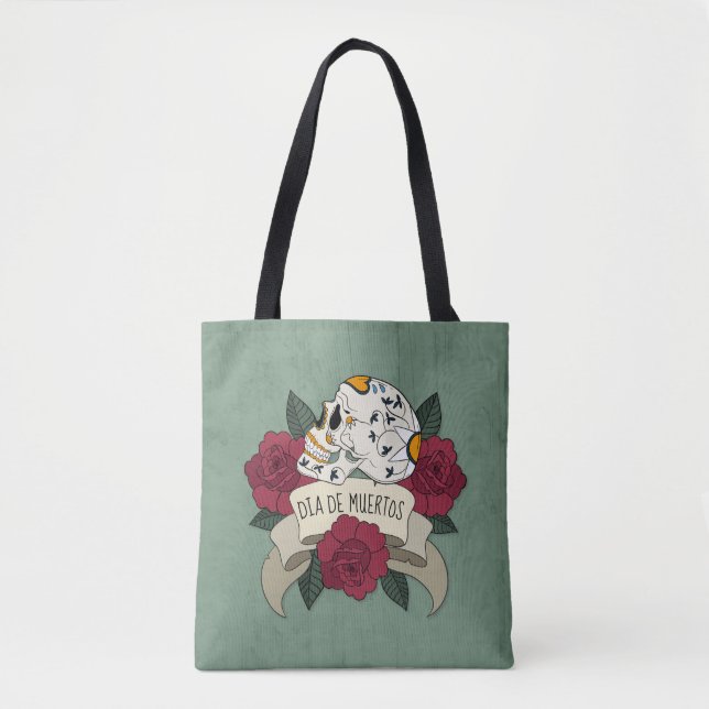 Floral Skull Dia de los Muertos | Bolso de tela (Anverso)