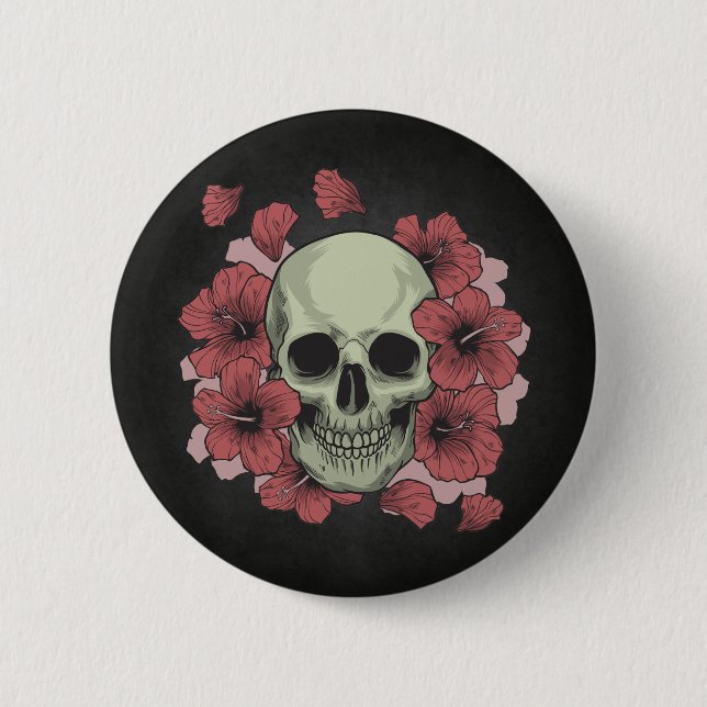 Floral Skull Dia de los Muertos | Chapa (Anverso)