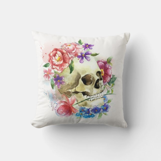 Floral Skull Dia de los Muertos | Cojín (Anverso)