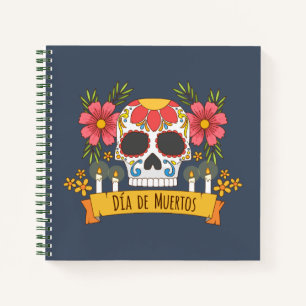 Floral Skull Dia de los Muertos Cuaderno