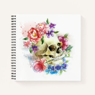 Floral Skull Dia de los Muertos Cuaderno