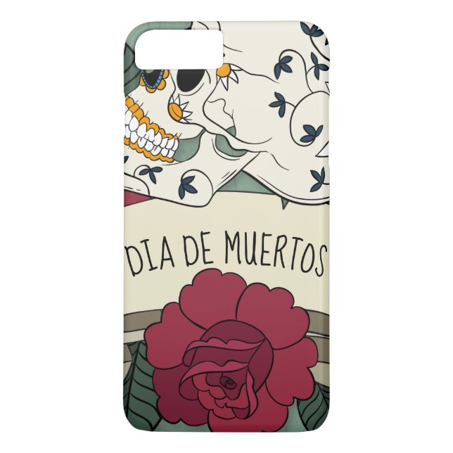 Floral Skull Dia de los Muertos | Funda para móvil (Reverso)