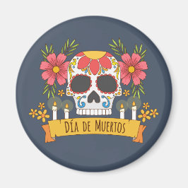 Floral Skull Dia de los Muertos | Imán