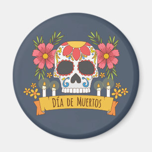 Floral Skull Dia de los Muertos   Imán