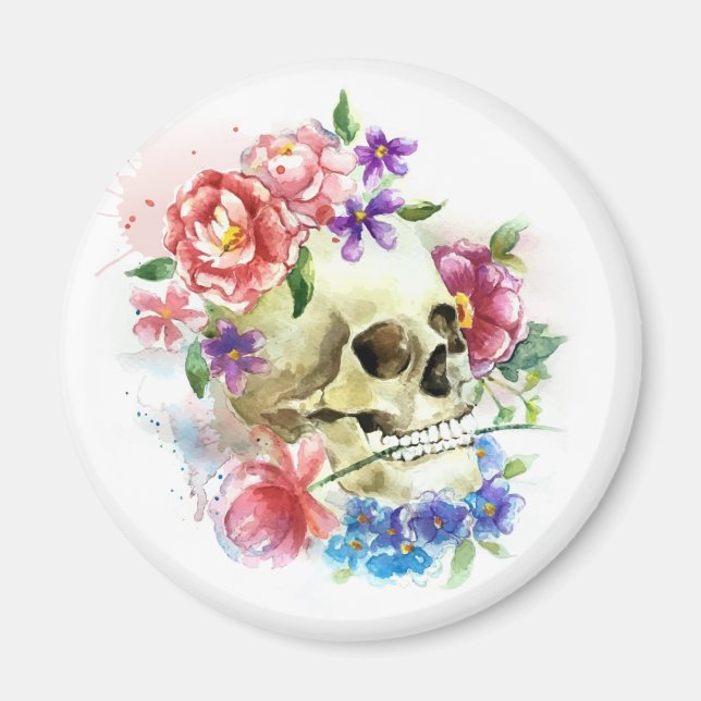 Floral Skull Dia de los Muertos | Imán (Frente)