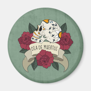 Floral Skull Dia de los Muertos   Imán