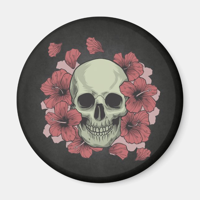 Floral Skull Dia de los Muertos | Imán (Frente)