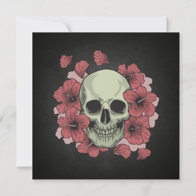 Floral Skull Dia de los Muertos | Invitación de fi (Anverso)