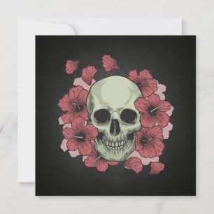 Floral Skull Dia de los Muertos   Invitación de fi