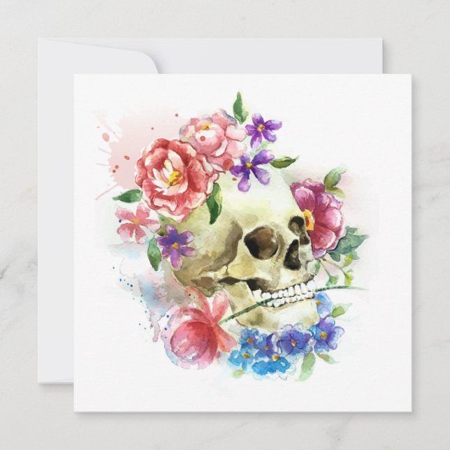 Floral Skull Dia de los Muertos | Invitación de fi (Anverso)