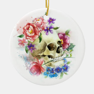 Floral Skull Dia de los Muertos   Ornamento