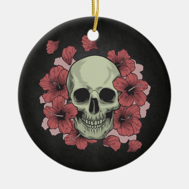 Floral Skull Dia de los Muertos | Ornamento (Frente)