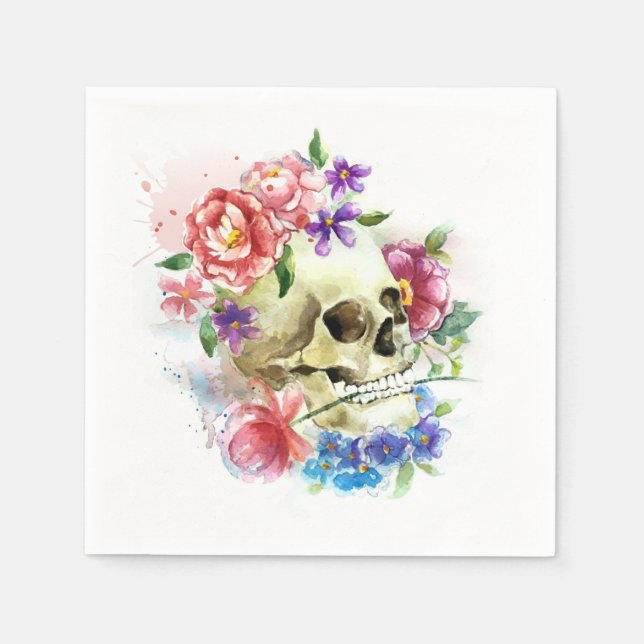 Floral Skull Dia de los Muertos | Servilleta (Anverso)