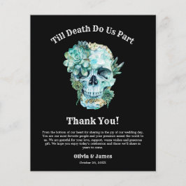 Floral Skull Halloween Boda Gracias Tarjeta