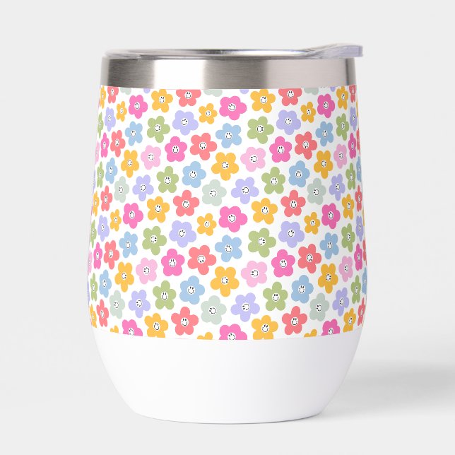 Floral Smiles Vibrant Colorful Playful Pastel (Izquierdo)