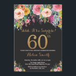 Floral Sorpresa 60 cumpleaños Invitación a Oro<br><div class="desc">Invitación de cumpleaños número 60 a mujeres por sorpresa floral. Flor floral acuarela. Purpurina de oro y negro. Rosa,  Amarillo,  Naranja,  Flor Púrpura. Cumpleaños de adultos. Para una mayor personalización,  haga clic en el botón "Personalizar" y utilice nuestra herramienta de diseño para modificar esta plantilla.</div>