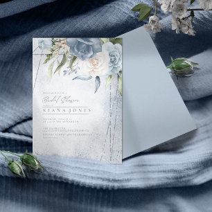 Floral Sparkles Boda Bridal Shower Blue ID889