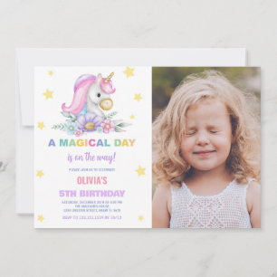 Floral Stars Unicorns Invitaciones de cumpleaños f