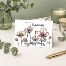 Floral Suave — Tarjeta de Cumpleaños