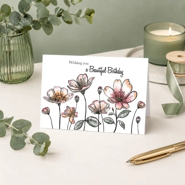 Floral Suave — Tarjeta de Cumpleaños (Subido por el creador)