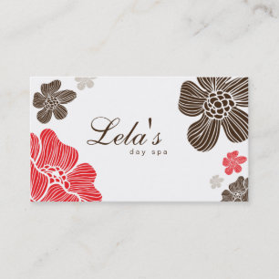 Floral tarjeta de visita Salon Spa Red Brown Tropi