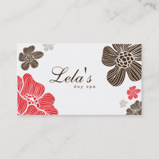 Floral tarjeta de visita Salon Spa Red Brown Tropi