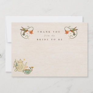 floral Tea Fiesta Bridal Shower Gracias Tarjeta