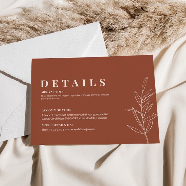 Floral Terracotta Boda Detalles Tarjeta de Gabinet (Subido por el creador)