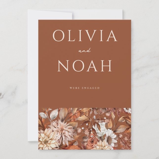 Floral Terracotta Tarjeta de Invitación que estamo (Anverso)