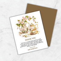 Floral Time for Tea Bridal Shower Gracias tarjeta