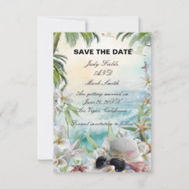 Floral Tropical Beach Wedding Guardar La Tarjeta D