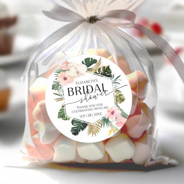 Floral Tropical Bridal Shower gracias Pegatina (Subido por el creador)