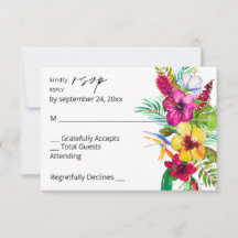 Floral tropical colorida no comida RSVP