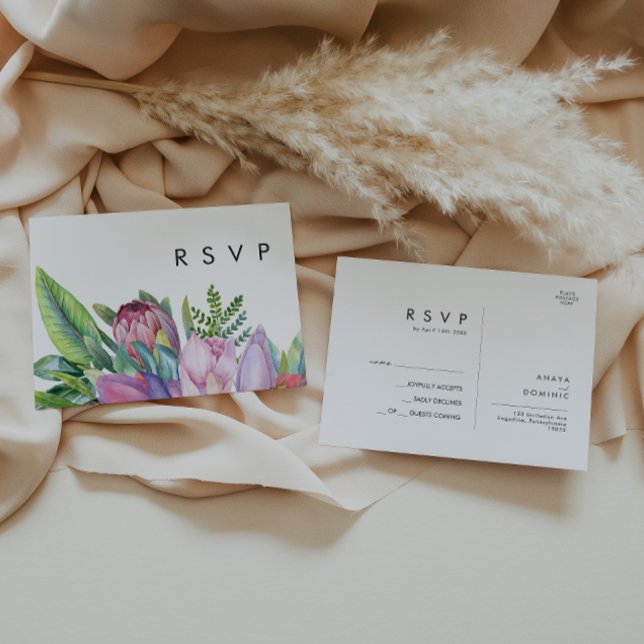 Floral tropical colorida | Postal RSVP de boda (Subido por el creador)