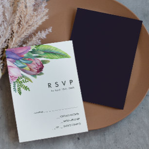 Floral tropical colorida   Tarjeta RSVP Púrpura Os