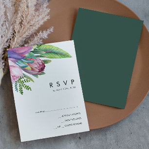 Floral tropical colorida Tarjeta RSVP verde
