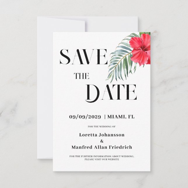 Floral tropical Guardar la fecha Invitación (Anverso)
