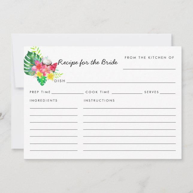 Floral Tropical Paradise Recipe for the Bride Card (Anverso)