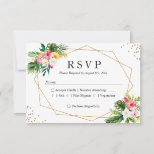 Floral Tropical Sale Boda de marco dorado RSVP