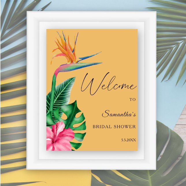 Floral tropical - señal de bienvenida de ducha de  (Subido por el creador)